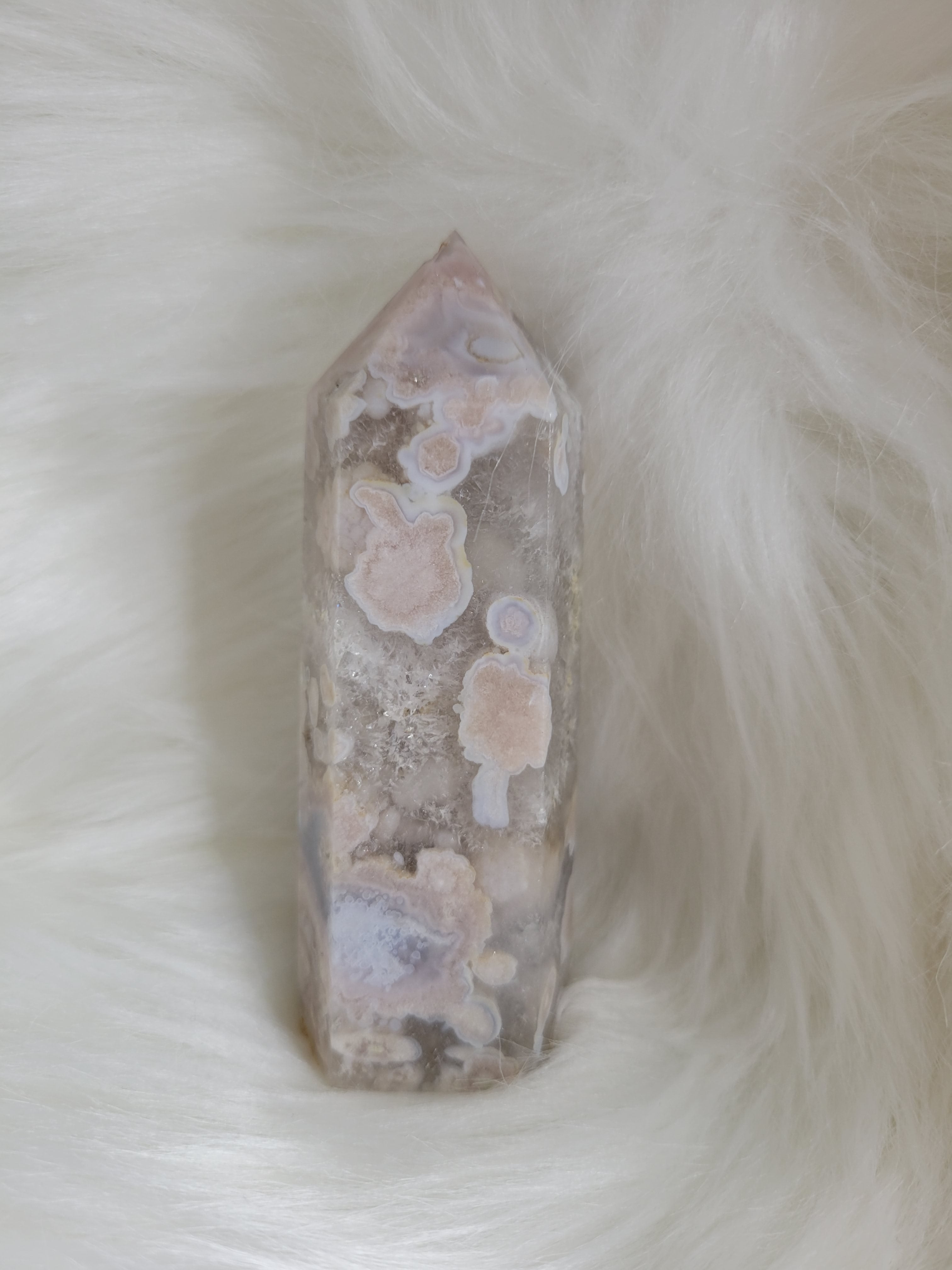 Pink Amythyst Flower Agate Tower