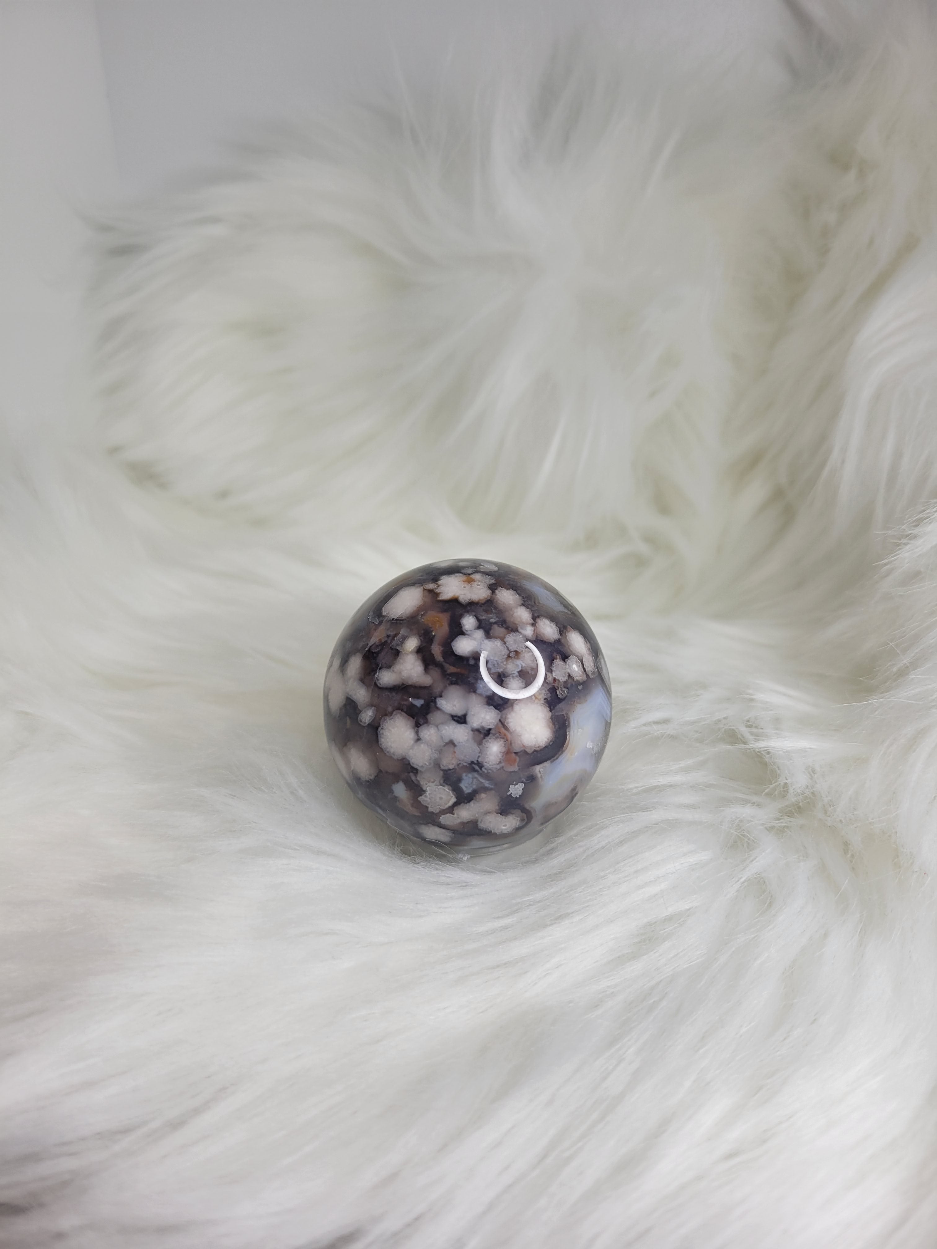 Flower Agate Sphere - Black