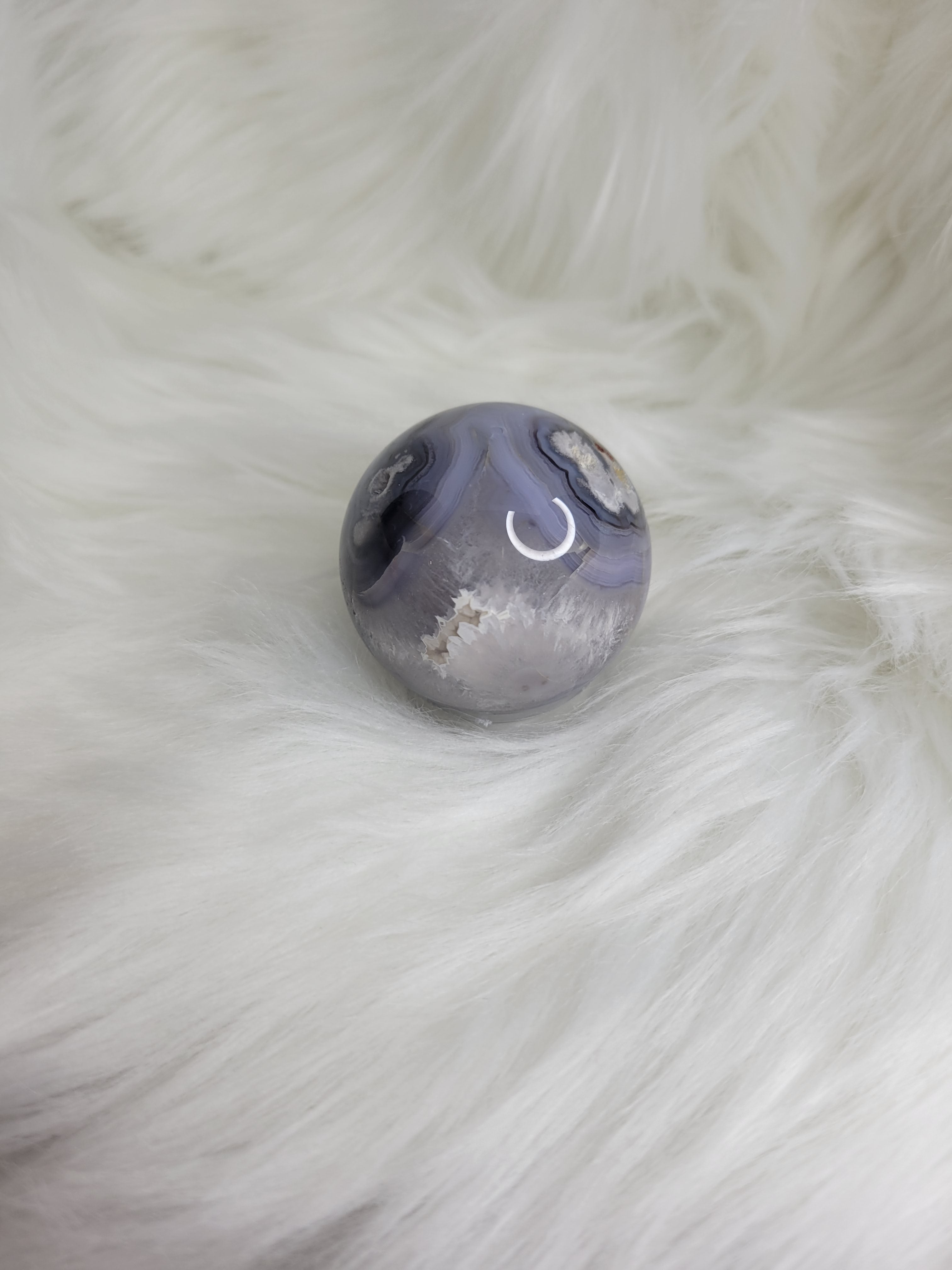 Flower Agate Sphere - Black