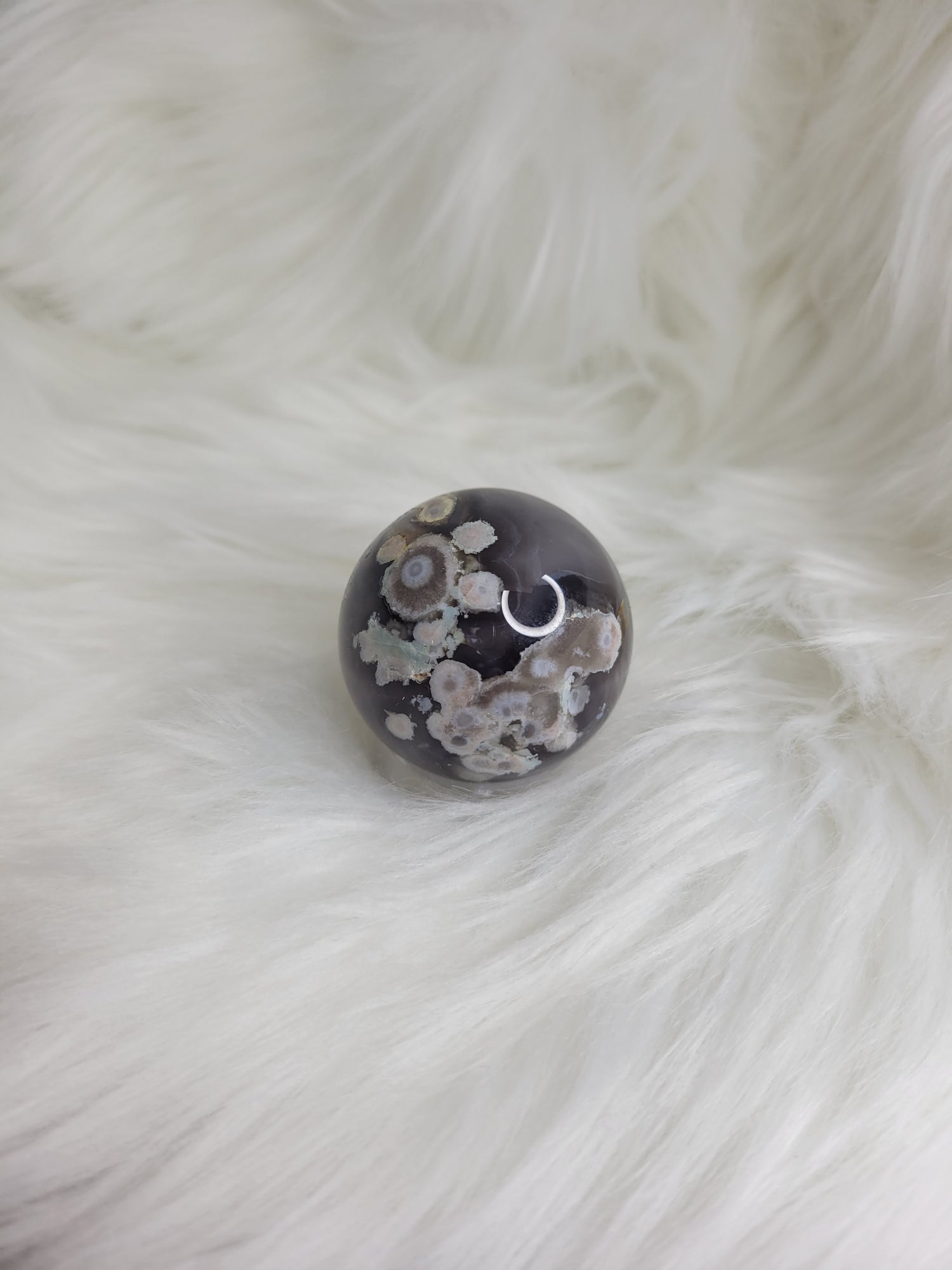 Flower Agate Sphere - Black