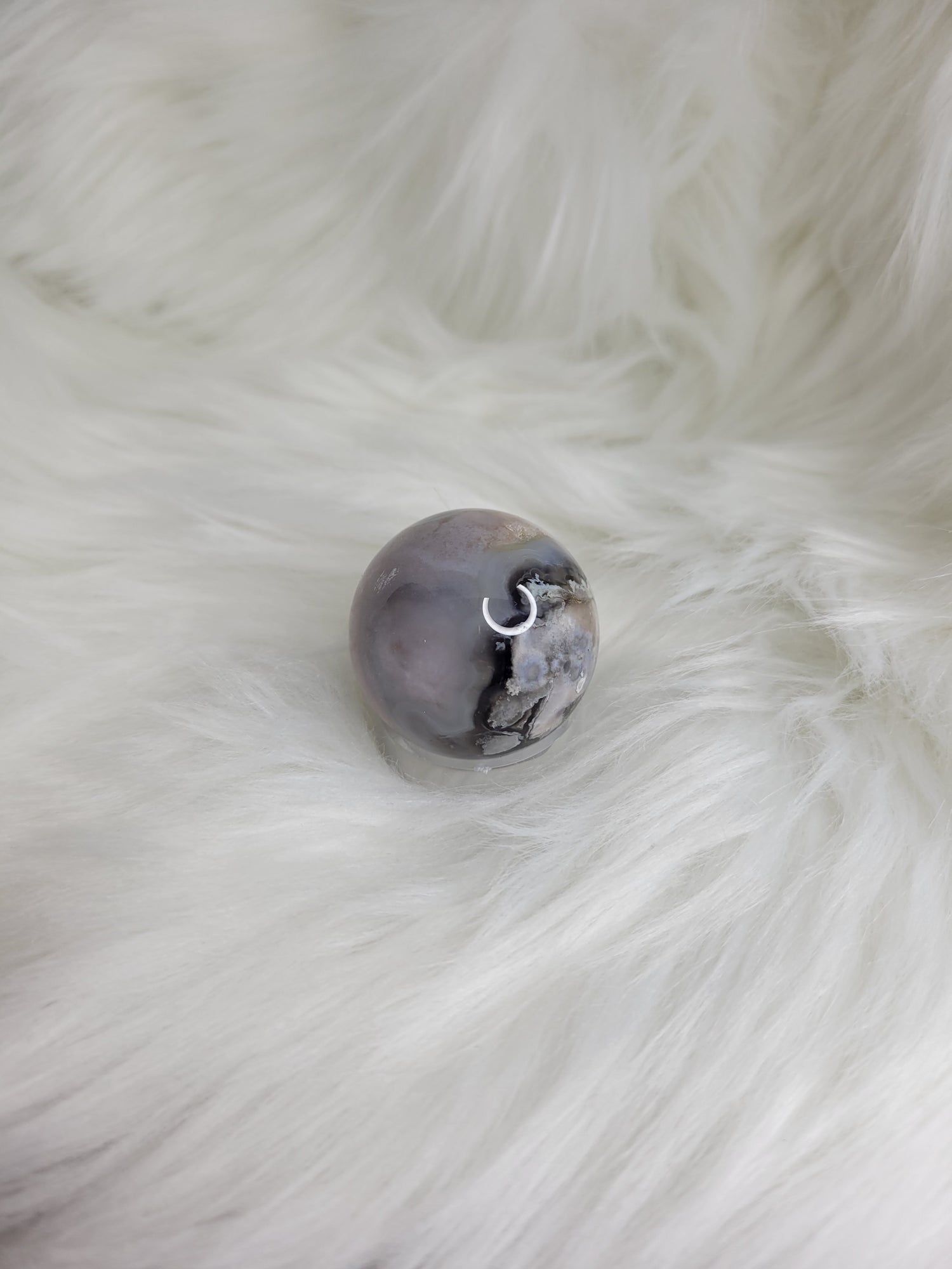 Flower Agate Sphere - Black