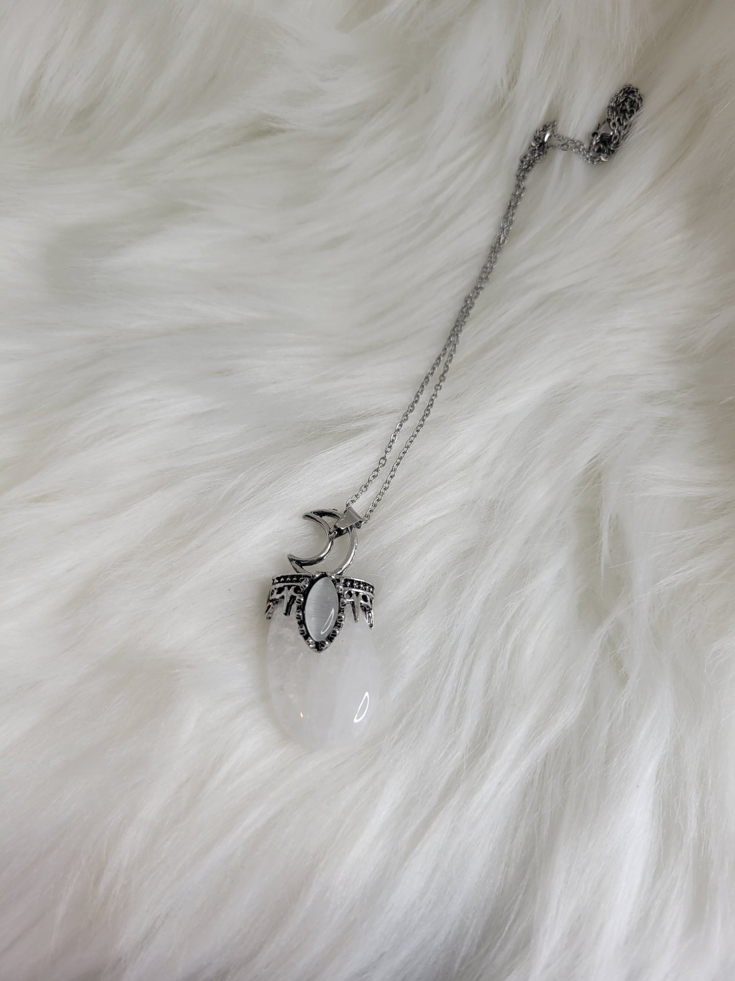 Clear Quartz Moon Necklace