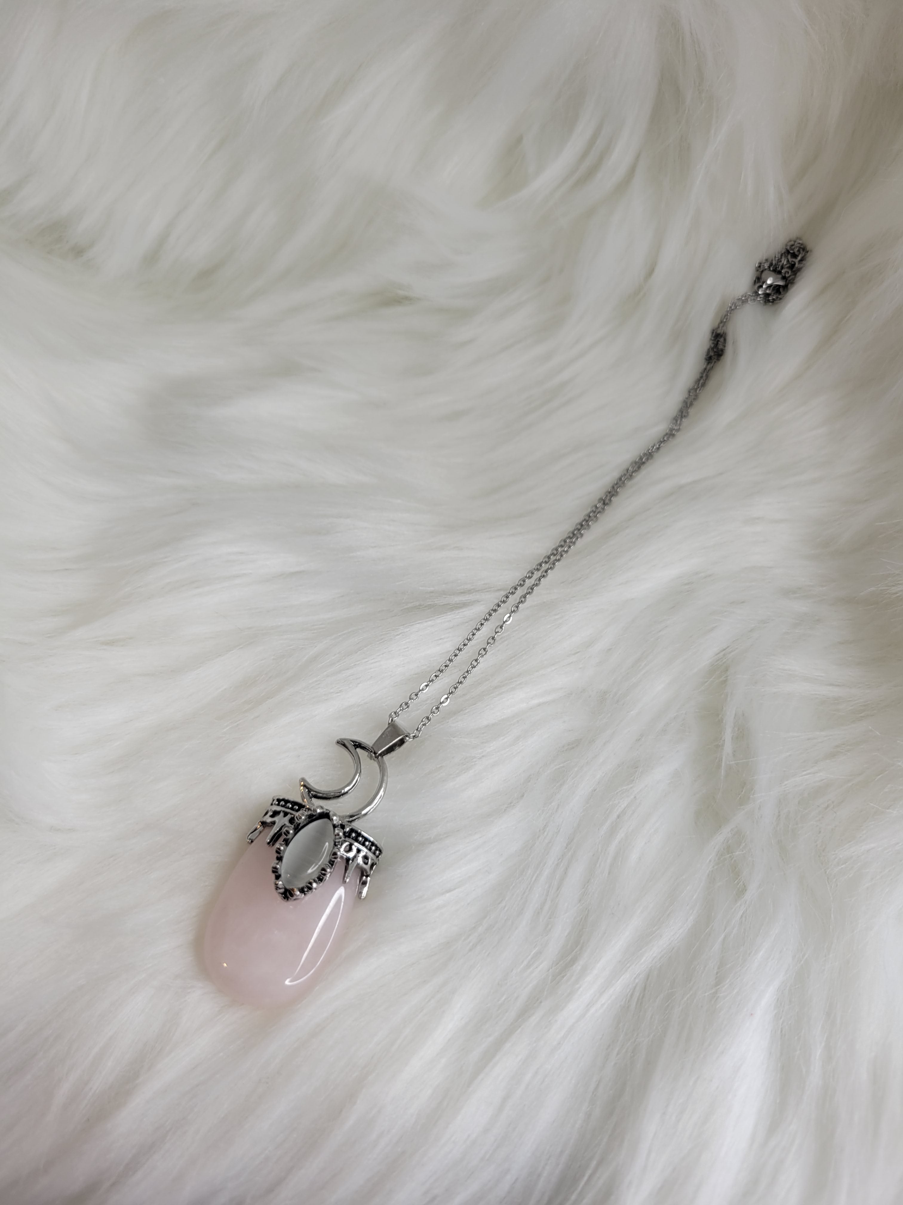 Rose Quartz Moon Necklace