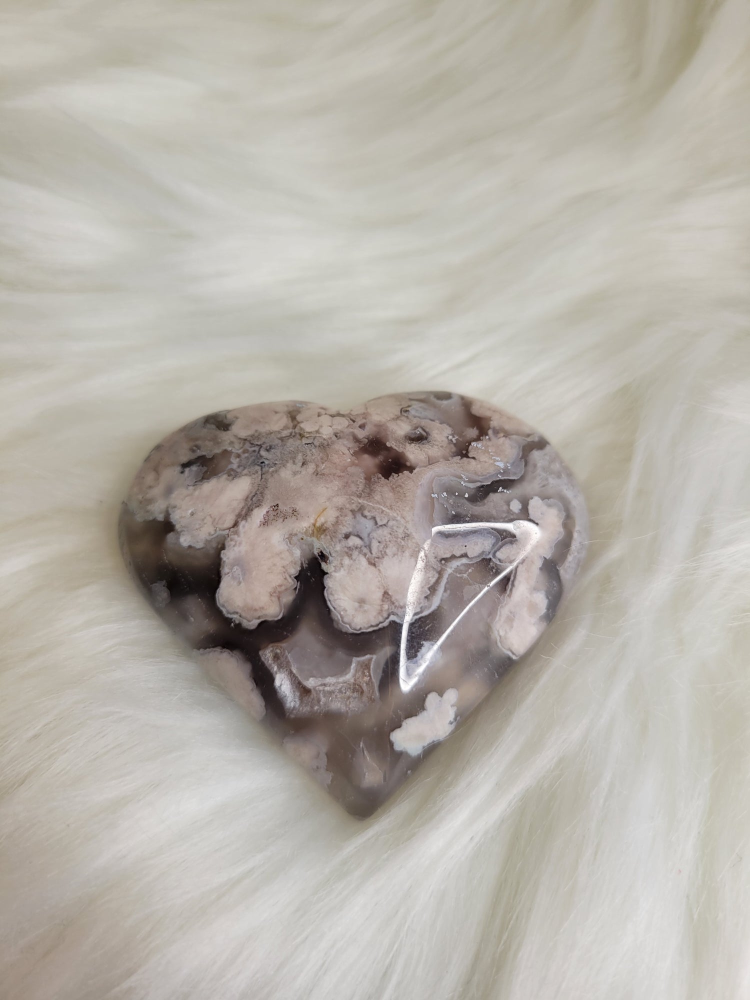 Flower Agate Heart - Black